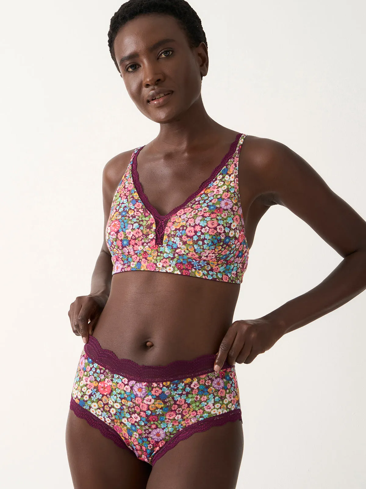 High Rise Knicker - Pansy Pop sold by Stripe & Stare product image thumbnail 4