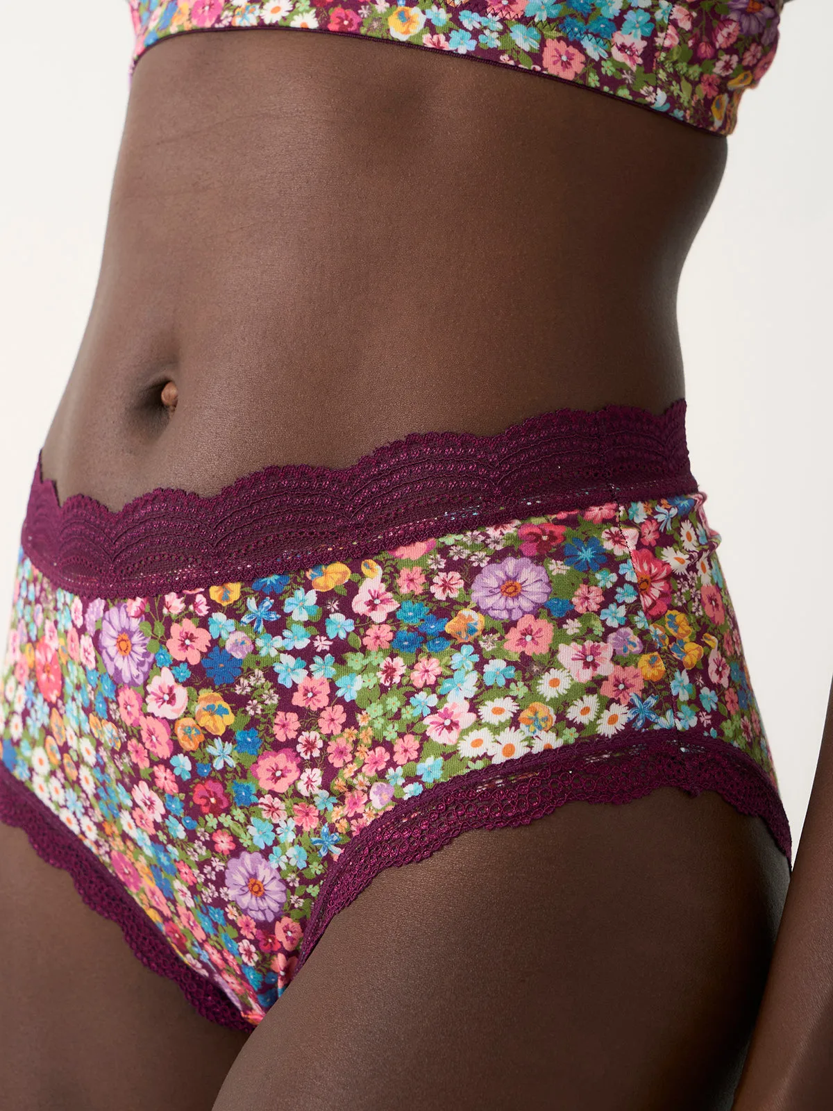 High Rise Knicker - Pansy Pop sold by Stripe & Stare product image thumbnail 3