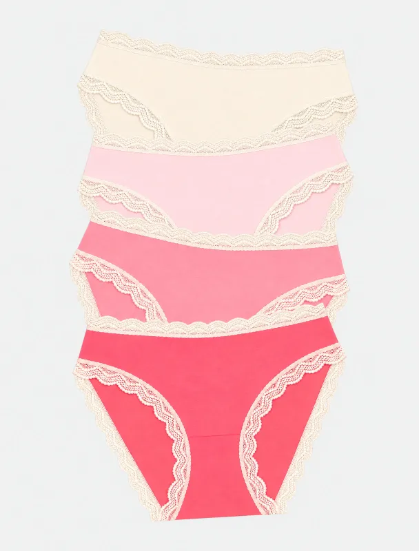 Mid Rise High Leg Knicker Four Pack - Coconut Ice made by Stripe & Stare