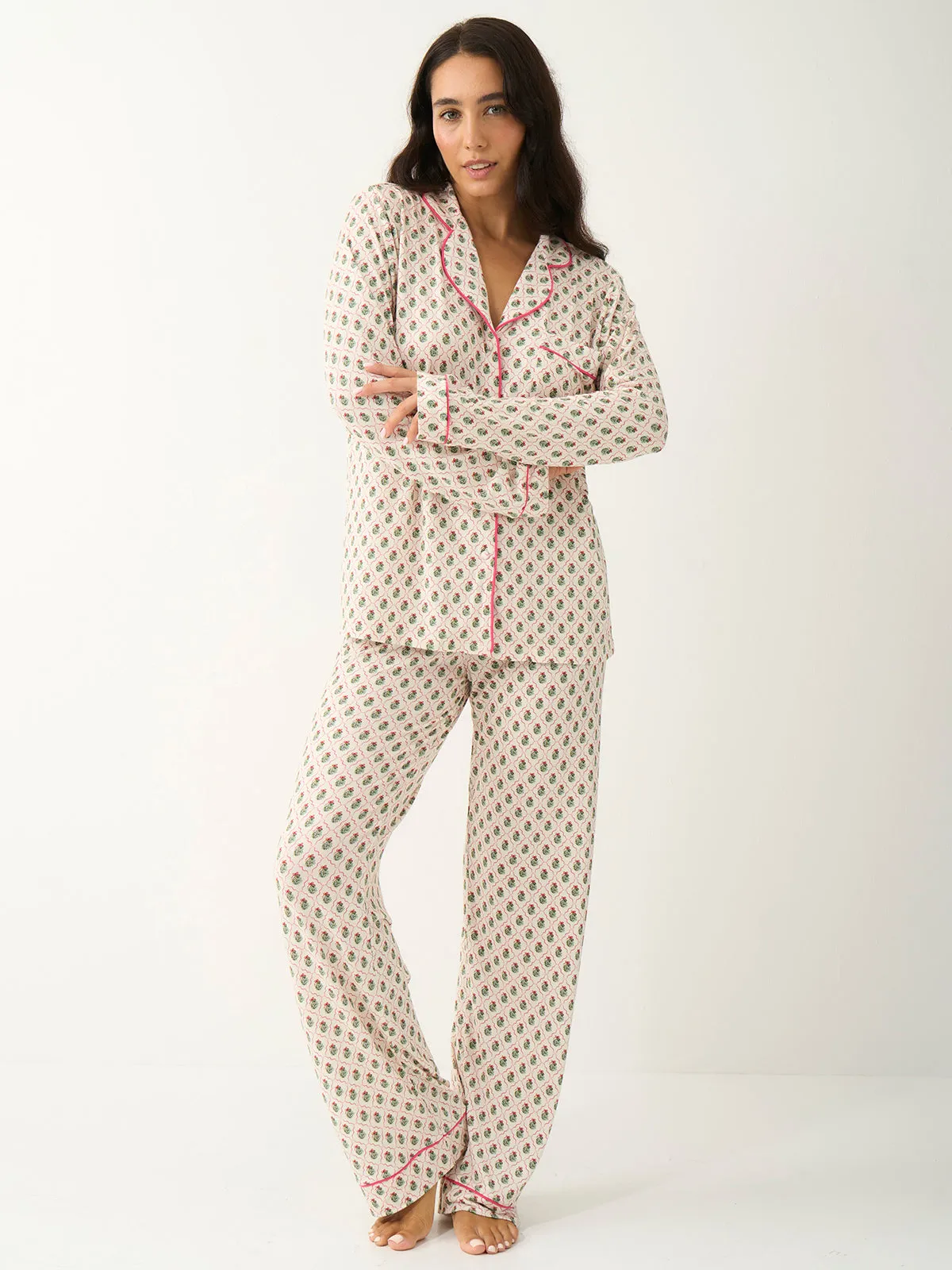 Long Pyjama Set - Mistletoe Kisses sold by Stripe & Stare product image thumbnail 2
