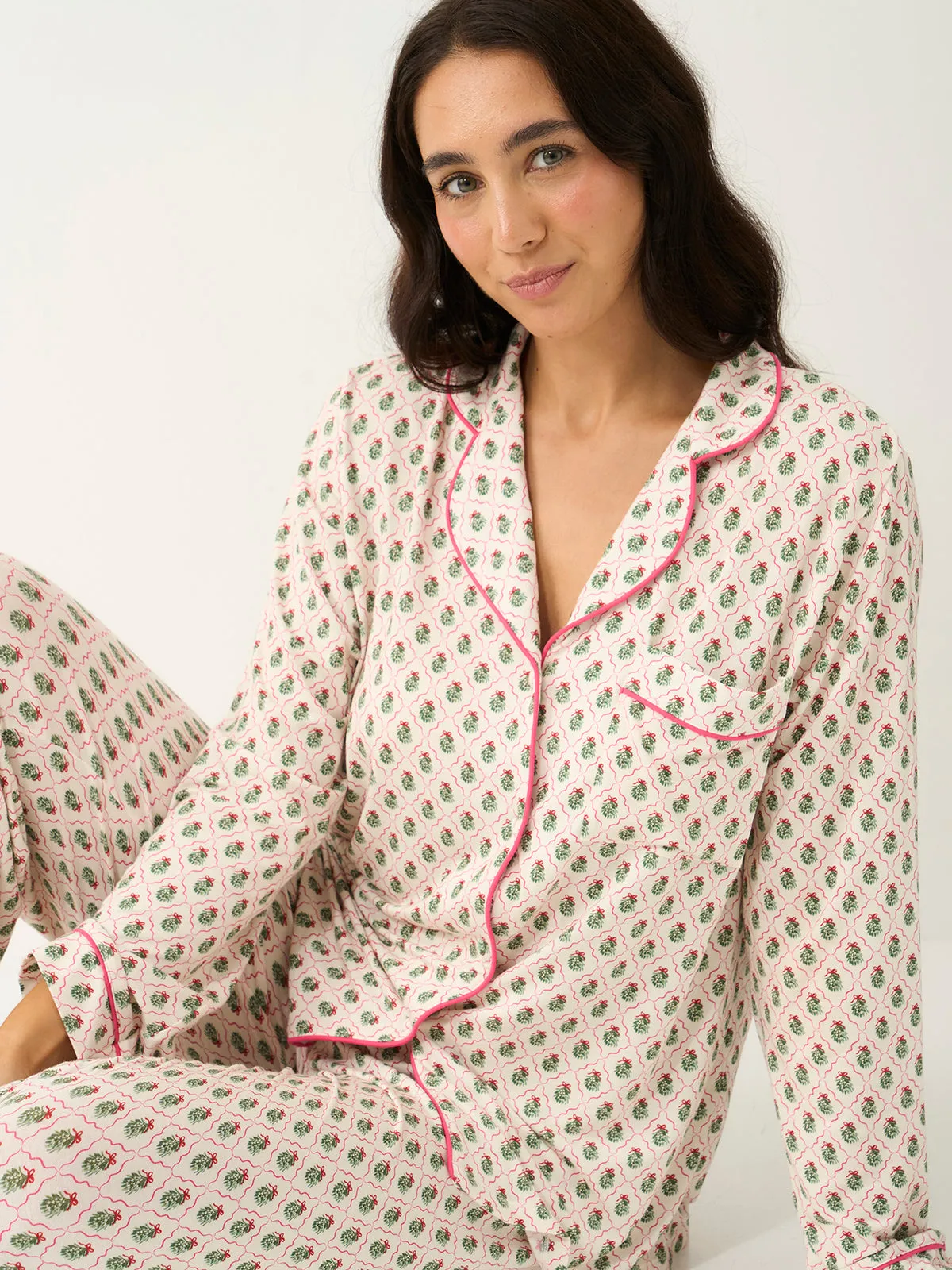 Long Pyjama Set - Mistletoe Kisses sold by Stripe & Stare