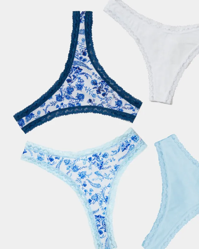 Thong Four Pack - Spring Paisley sold by Stripe & Stare