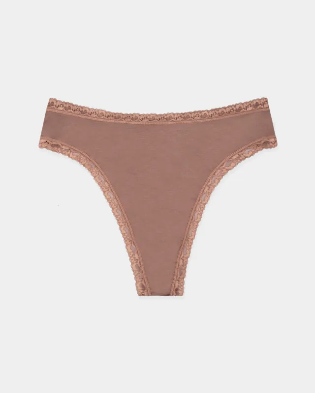 High Waisted Thong - Mocha sold by Stripe & Stare