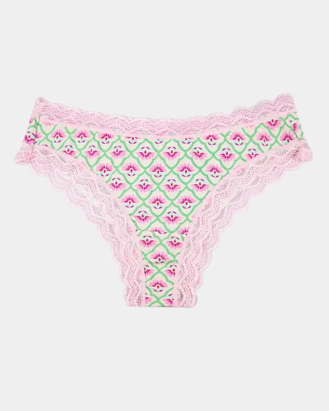Brazilian Knicker - Pink Floral Tile sold by Stripe & Stare