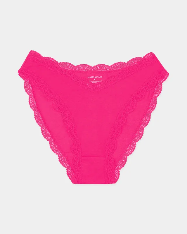 Dipped Tanga Knicker - Raspberry sold by Stripe & Stare
