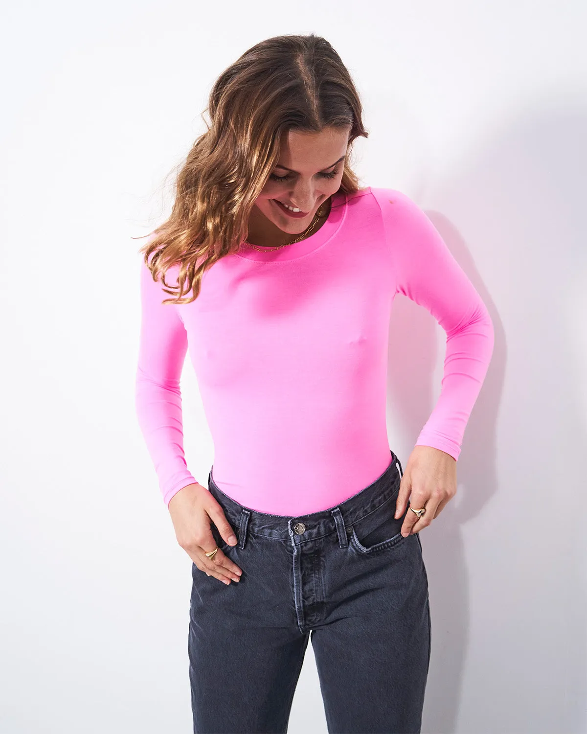 Long Sleeved Bodysuit - Hot Pink sold by Stripe & Stare product image thumbnail 4