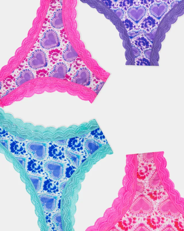 Brazilian Knicker Four Pack - Peace & Love sold by Stripe & Stare