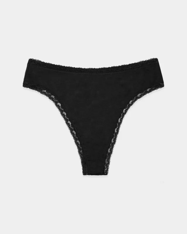 High Waisted Thong  - Black sold by Stripe & Stare