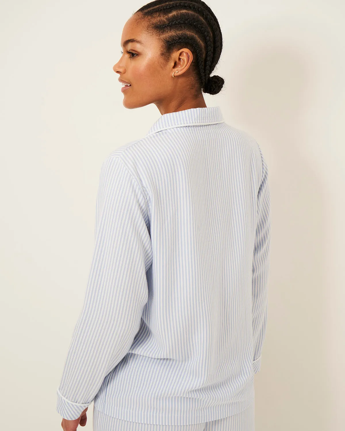 Soft Brushed Woven Pyjama Top - Blue Stripe sold by Stripe & Stare product image thumbnail 3