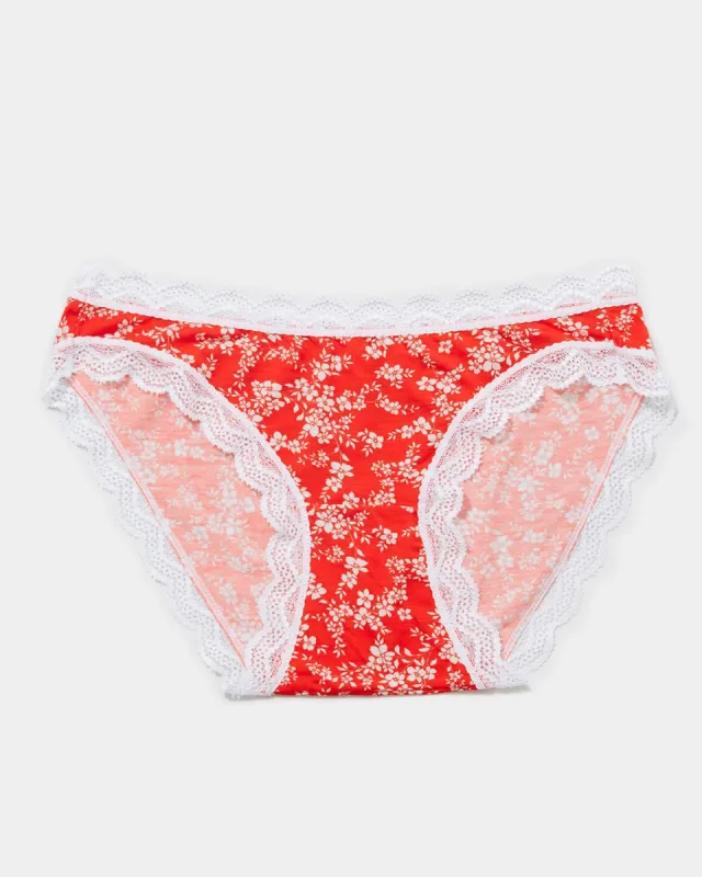 The Original Knicker - Red Ditsy Floral sold by Stripe & Stare