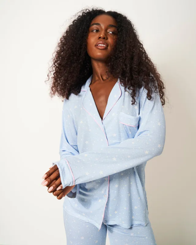 Long Pyjama Set - Pale Blue Stars sold by Stripe & Stare