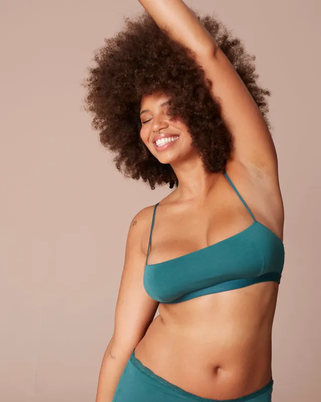 Square Neck Bra - Forest Green sold by Stripe & Stare