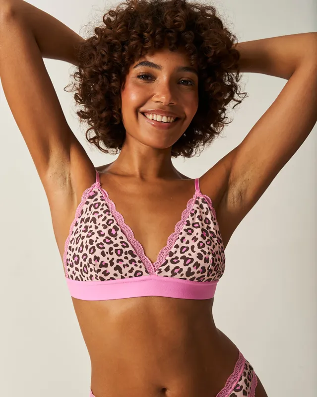 Lace Bralette - Liquorice Leopard sold by Stripe & Stare