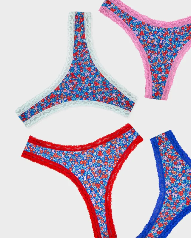 Thong Four Pack - Floral Meadow sold by Stripe & Stare