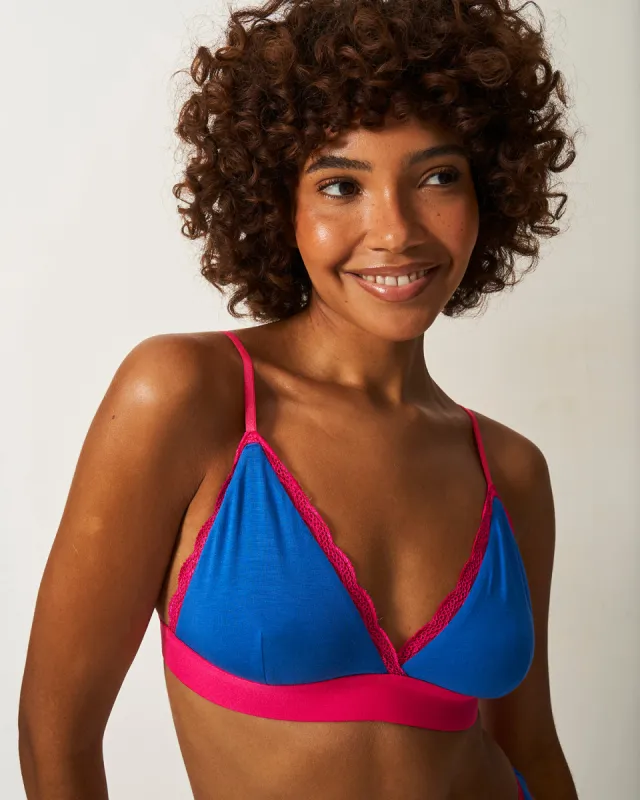 Lace Bralette - Sapphire and Raspberry sold by Stripe & Stare