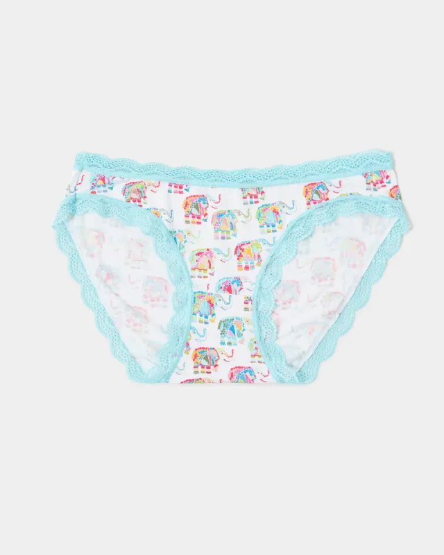 The Original Knicker - Turquoise Elephants sold by Stripe & Stare
