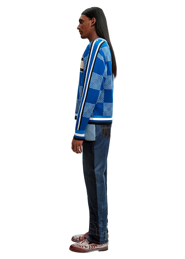 Checkerboard knitted crew jumper sold by Ahluwalia product image thumbnail 5