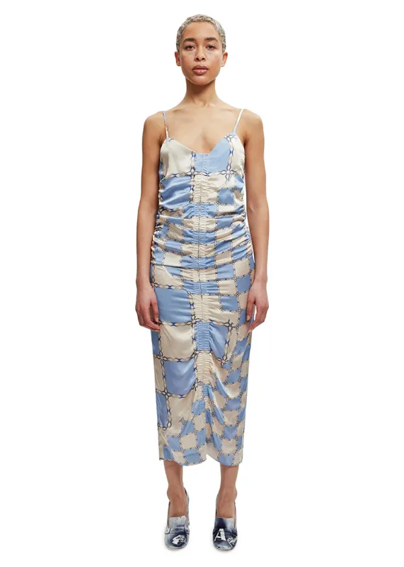 Augusta ruched dress sold by Ahluwalia