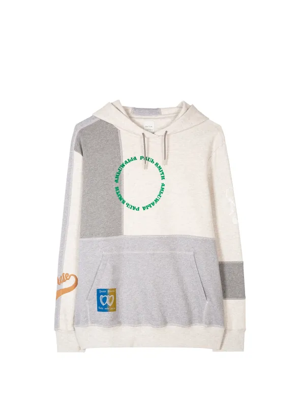 Grey marl mix up hoodie sold by Ahluwalia