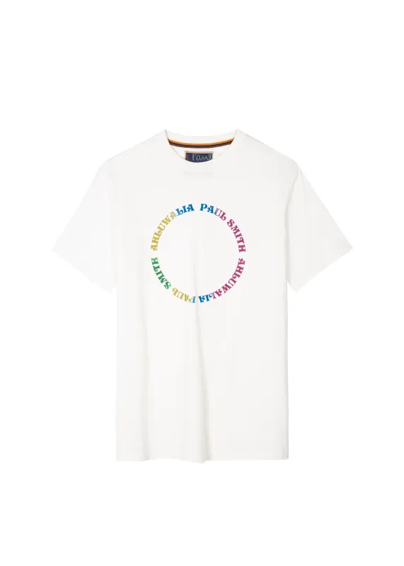 White circle logo print t-shirt made by Ahluwalia
