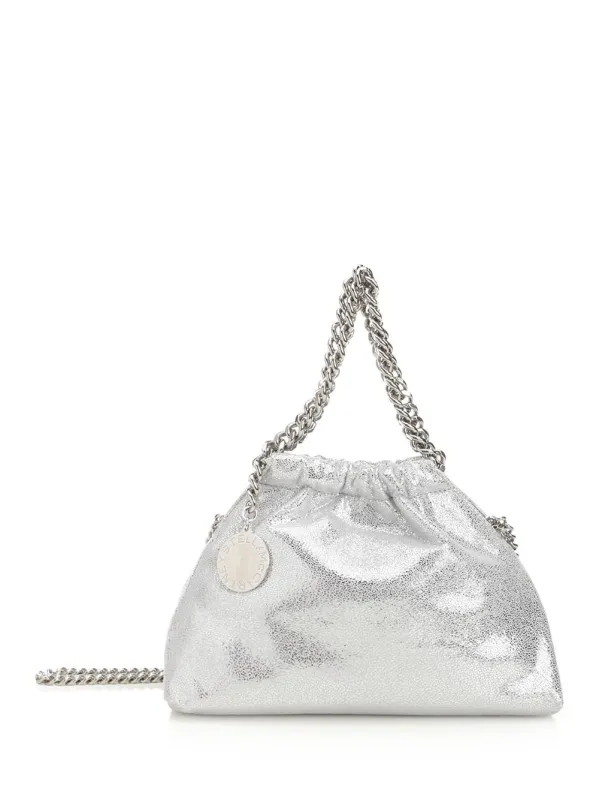 Falabella Mini Drawstring Bag Eco Shiny Dotted Chamois W/Palladium Color Chain Shoulder Bags Silver sold by Wanan Luxury