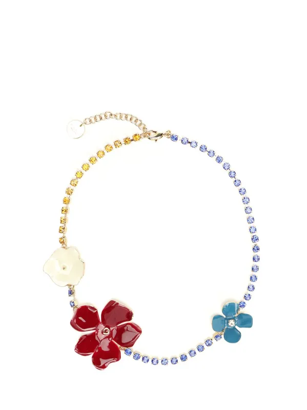 Necklace With Multicolored Enameled Flowers Jewelry Multicolor sold by Wanan Luxury