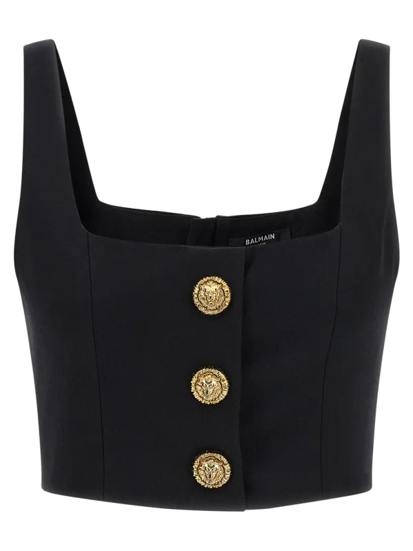 Button Top Tops Black sold by Wanan Luxury