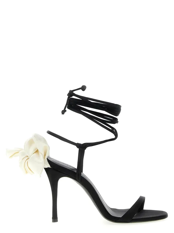 Satin Sandals White/Black sold by Wanan Luxury