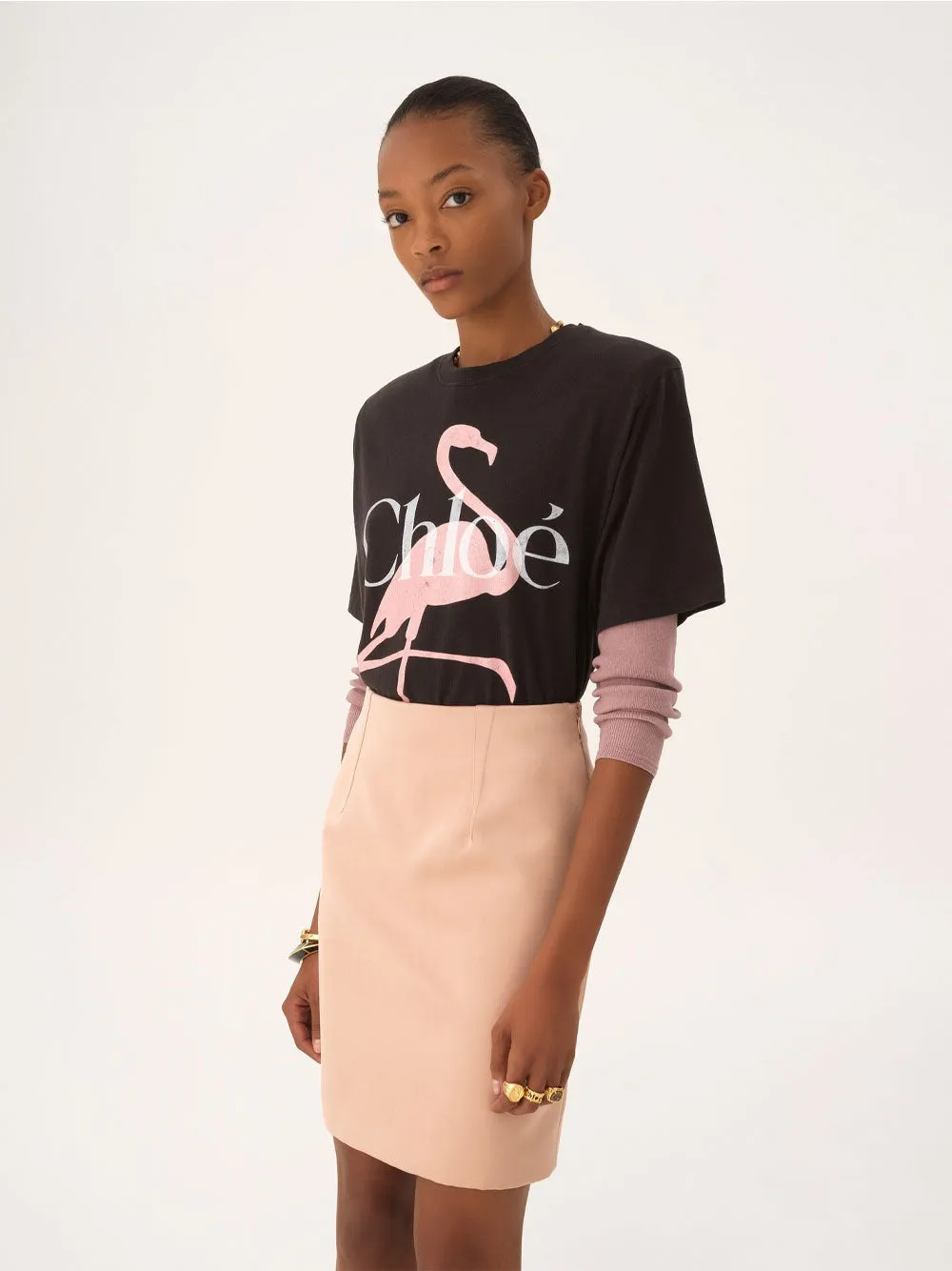 Oversized Fit Flamingo-Print Cotton Jersey T-Shirt sold by Wanan Luxury product image thumbnail 2