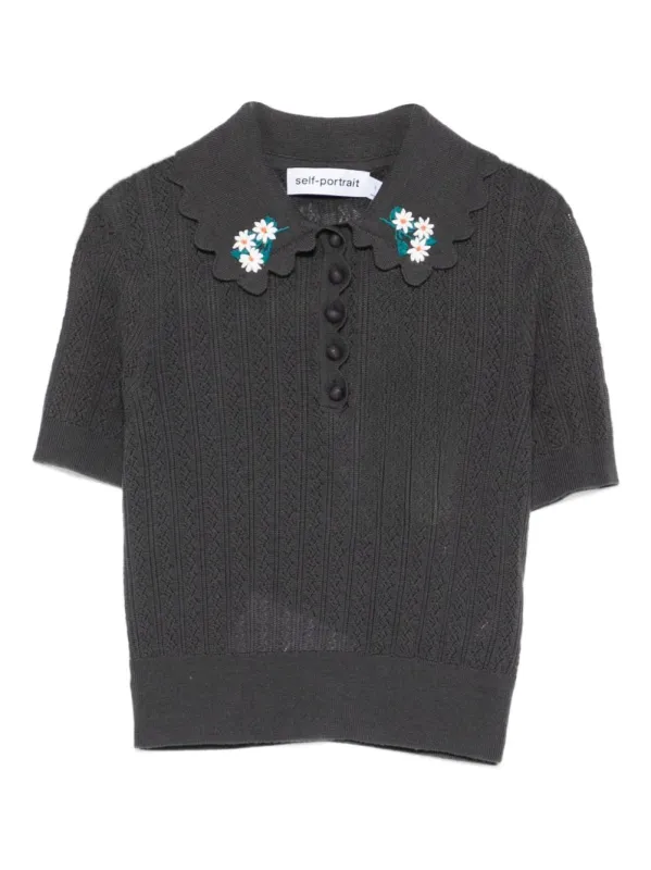 Wool Embroidered Polo Shirt made by Self-Portrait
