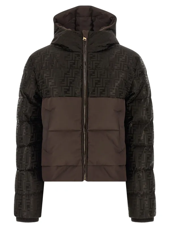 Ff Nylon Down Jacket Puffer Jackets Brown sold by Wanan Luxury