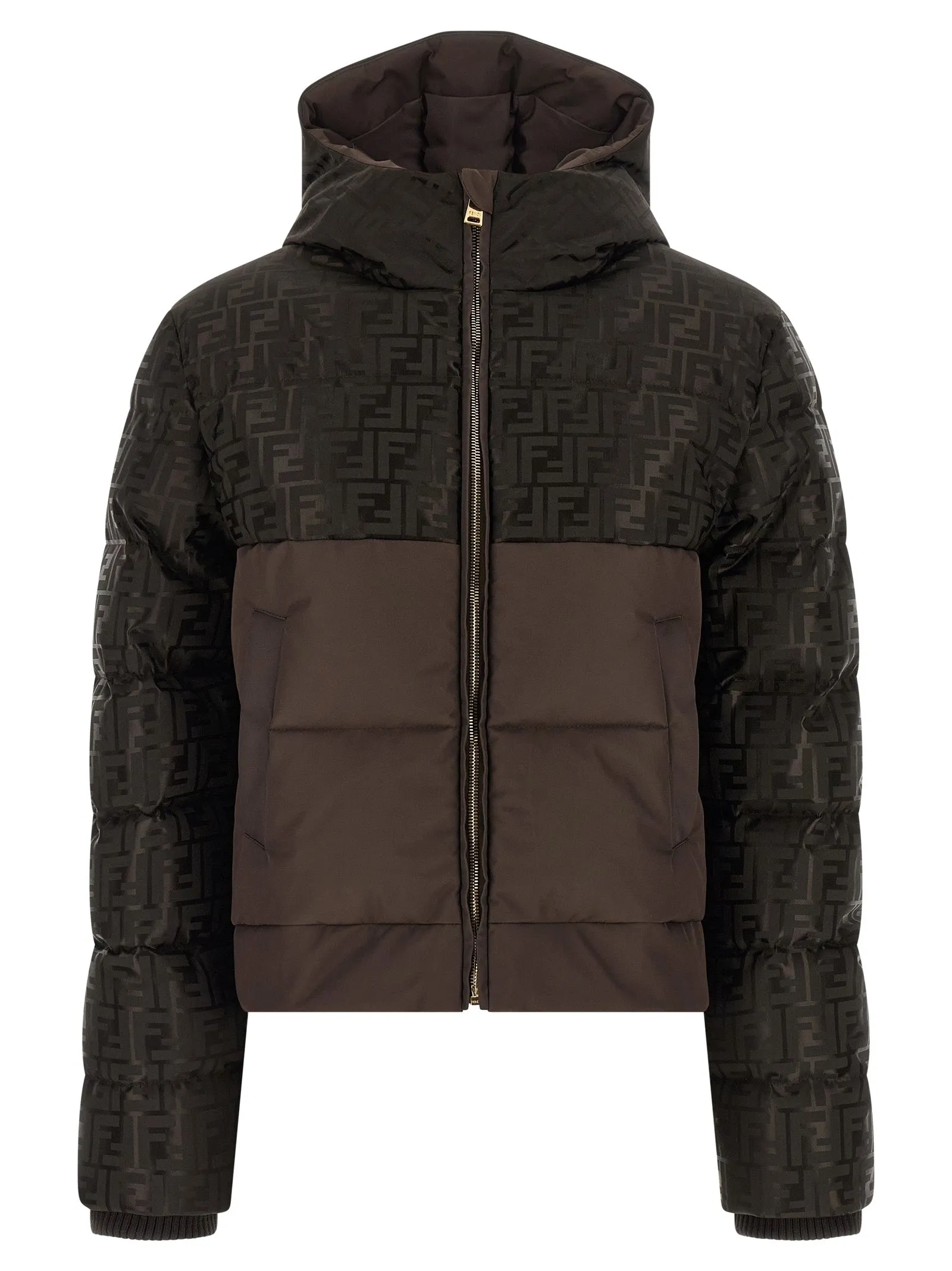 Ff Nylon Down Jacket Puffer Jackets Brown sold by Wanan Luxury