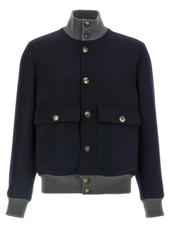 Wool Bomber Jacket Puffer Jackets Blue sold by Wanan Luxury