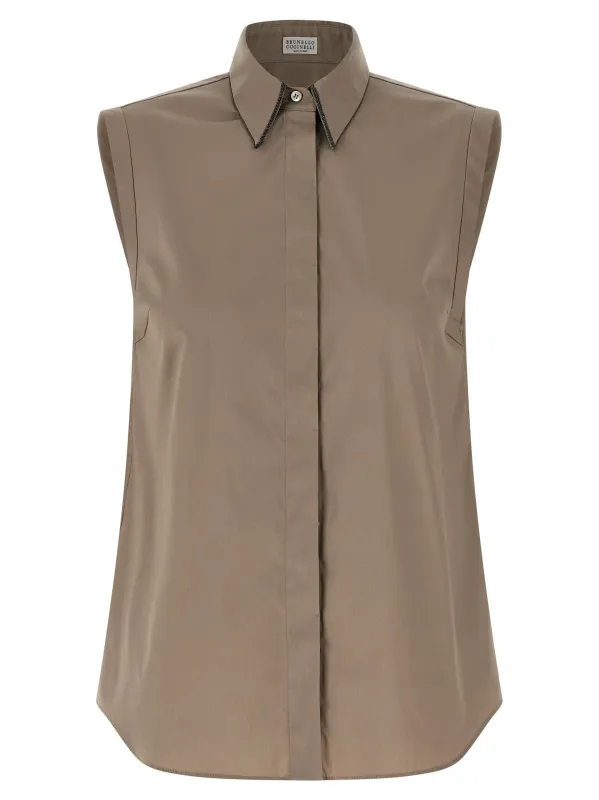 Sleeveless Shirt Shirt And Blouse Brown sold by Wanan Luxury