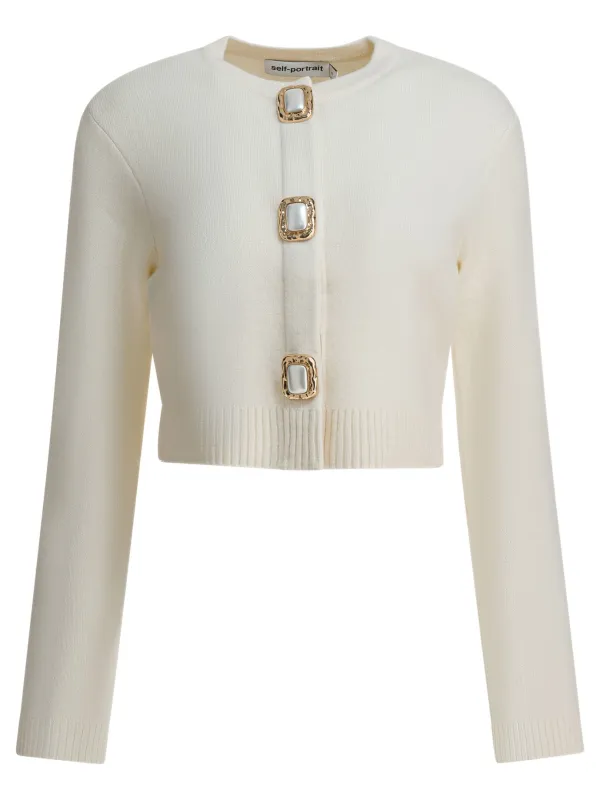 Wool Cropped Cardigan Knitwear White sold by Wanan Luxury