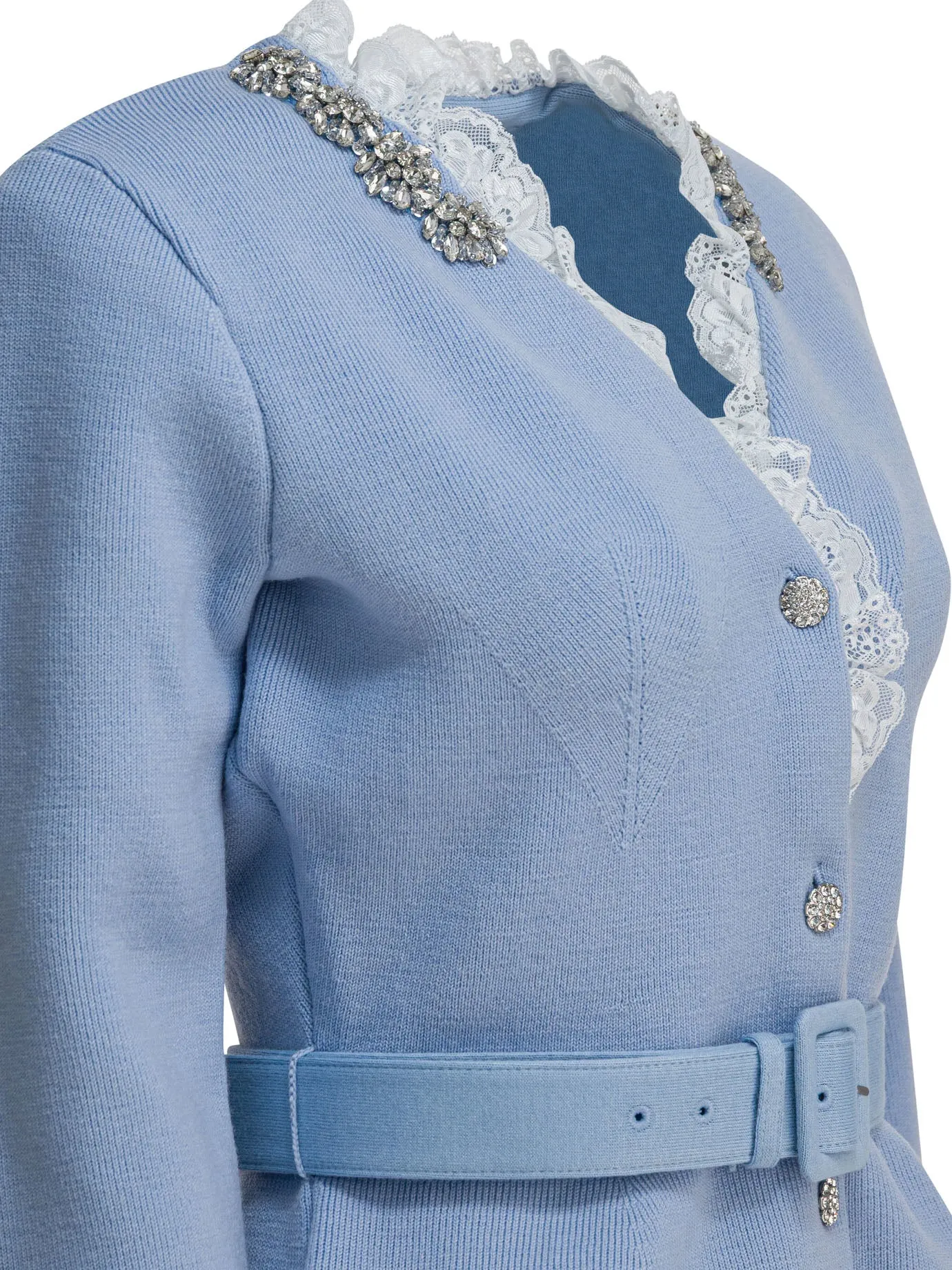 Embellished Wool-Blend Cardigan Knitwear Light Blue sold by Wanan Luxury product image thumbnail 4