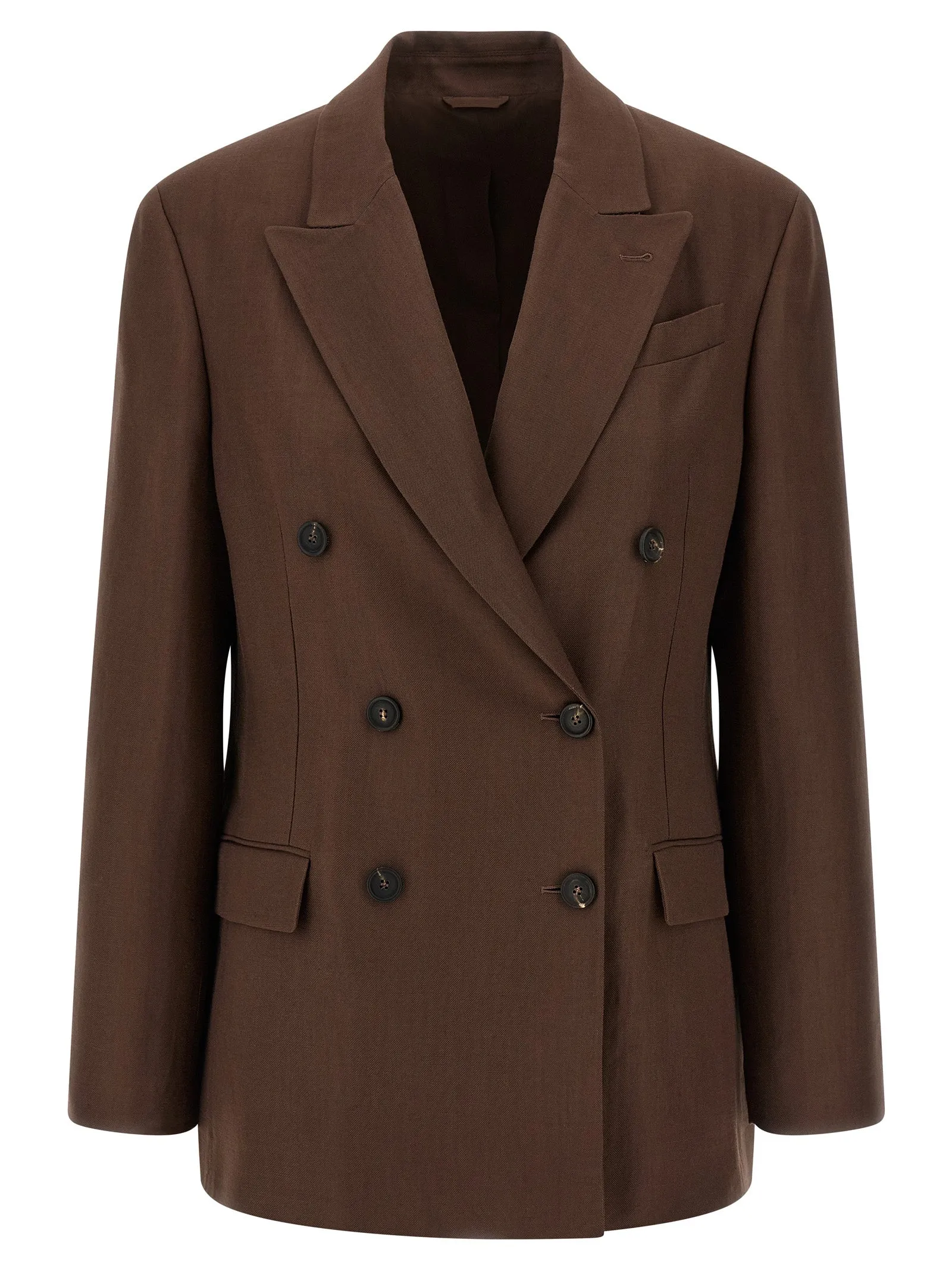 Double-Breasted Blazer Blazers Brown sold by Wanan Luxury