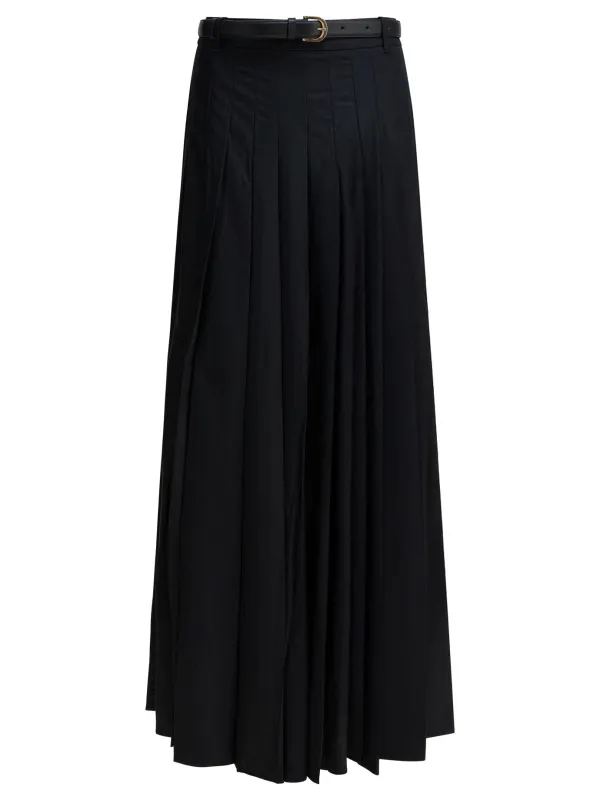 Long Pleated Skirt Skirts Black sold by Wanan Luxury