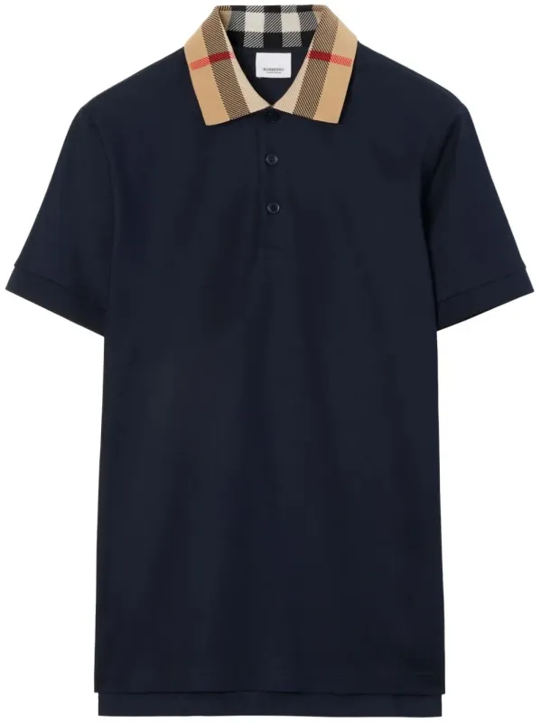 Slim Fit Check Collar Cotton Polo Shirt made by Wanan Luxury