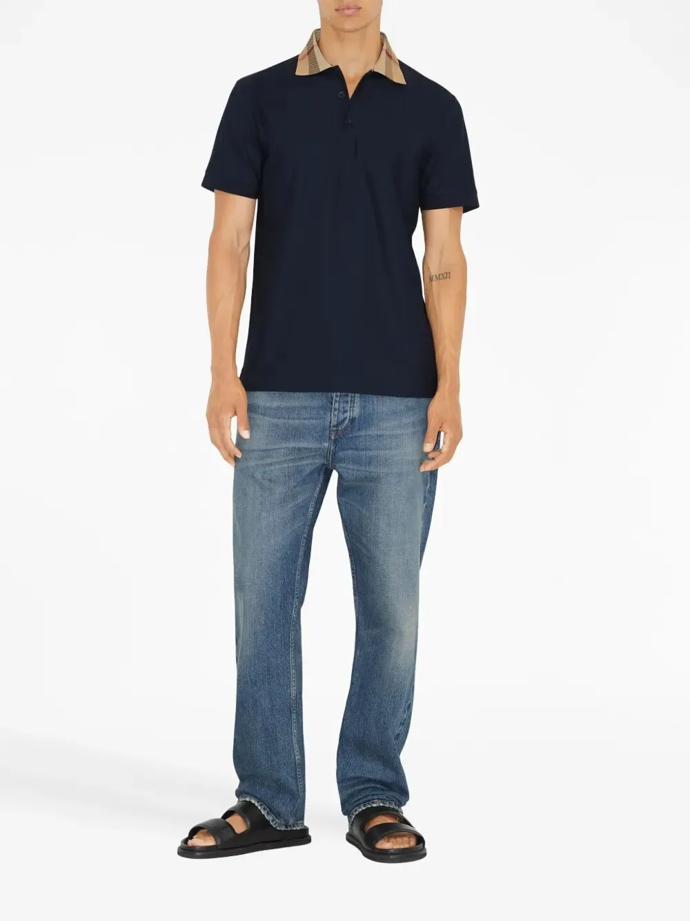 Slim Fit Check Collar Cotton Polo Shirt sold by Wanan Luxury product image thumbnail 2