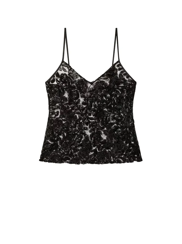 Tulle Top With Sequins Embroidery sold by Wanan Luxury