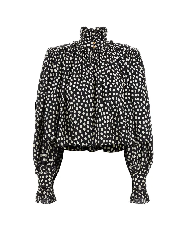 Polka-Dots Silk Shirt sold by Wanan Luxury