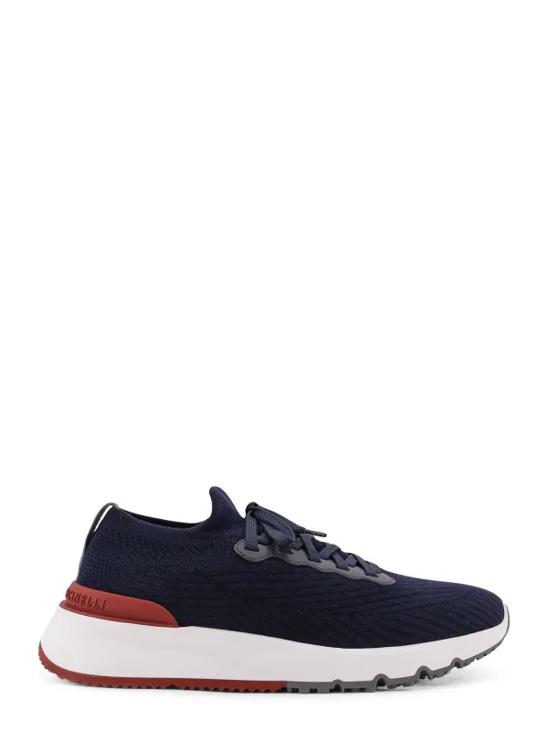 Cotton Knit Sneakers With Leather Inserts sold by Wanan Luxury