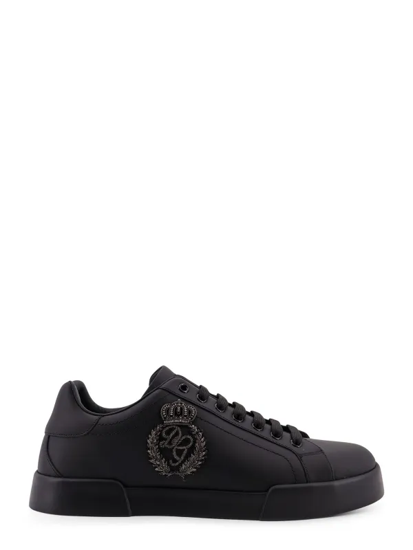 Leather Sneakers With Embossed Side Logo sold by Wanan Luxury
