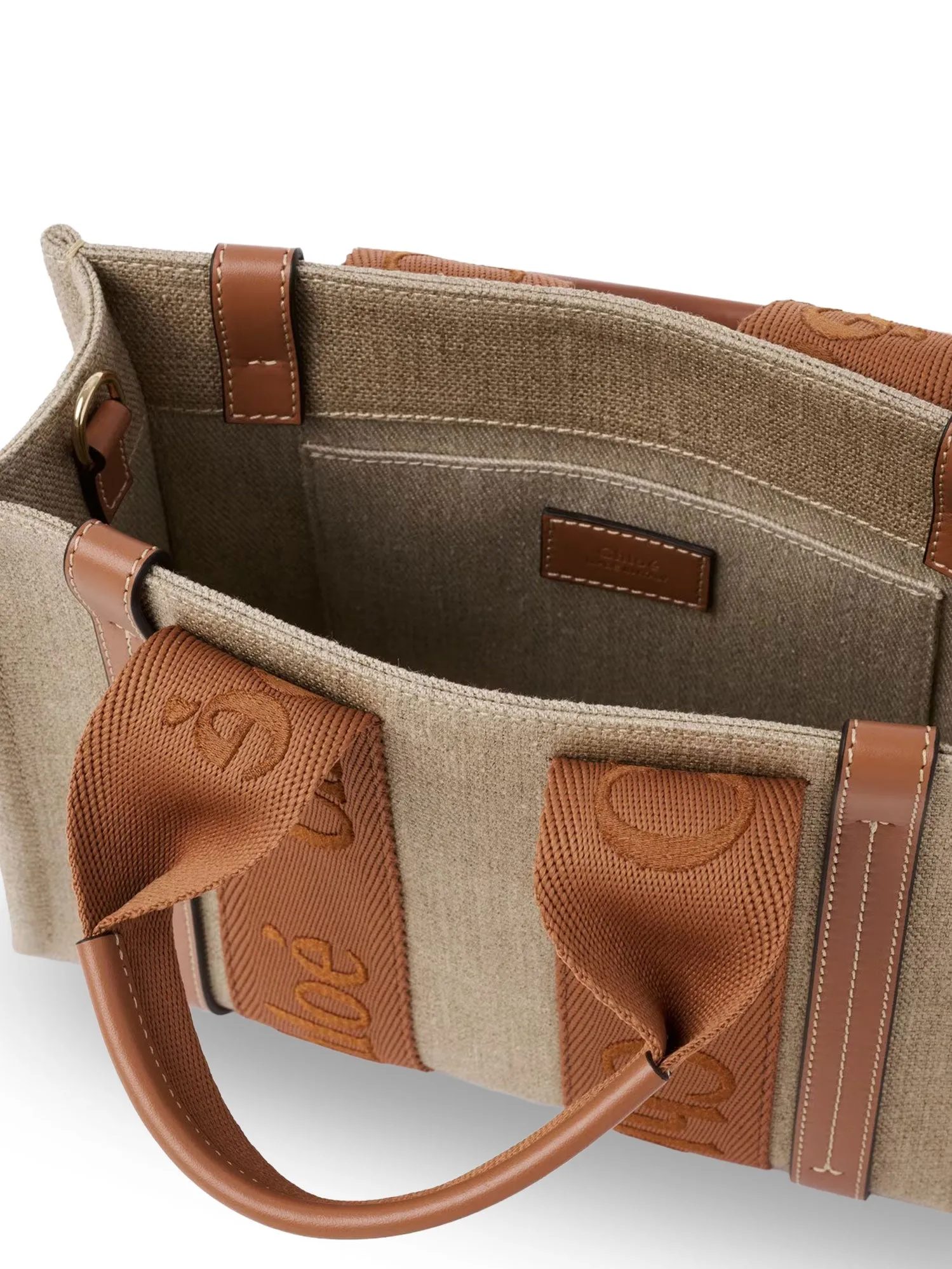 Woody Linen And Leather Tote Bag sold by Wanan Luxury product image thumbnail 3