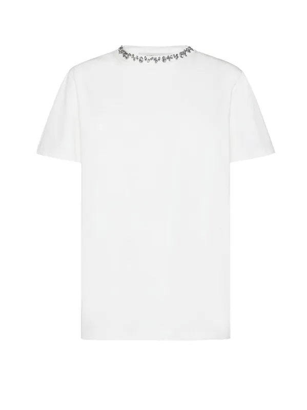 Cotton T-Shirt With Rhinestones sold by Wanan Luxury