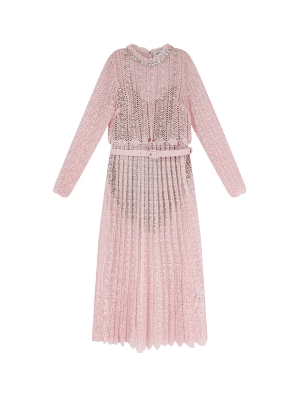 Lace Long Dress With Belt sold by Wanan Luxury