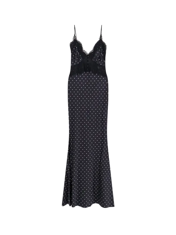 Polka-Dots Satin Long Dress sold by Wanan Luxury