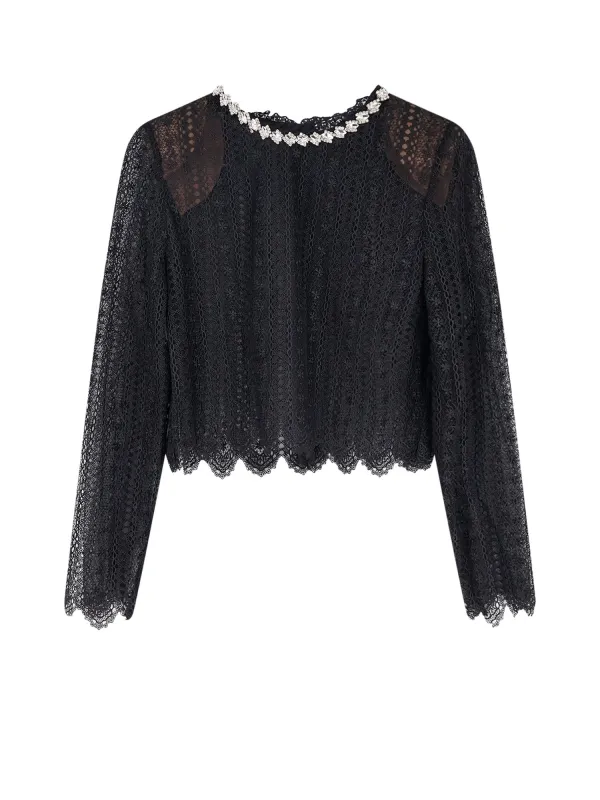 Lace Top With Rhinestones made by Self-Portrait