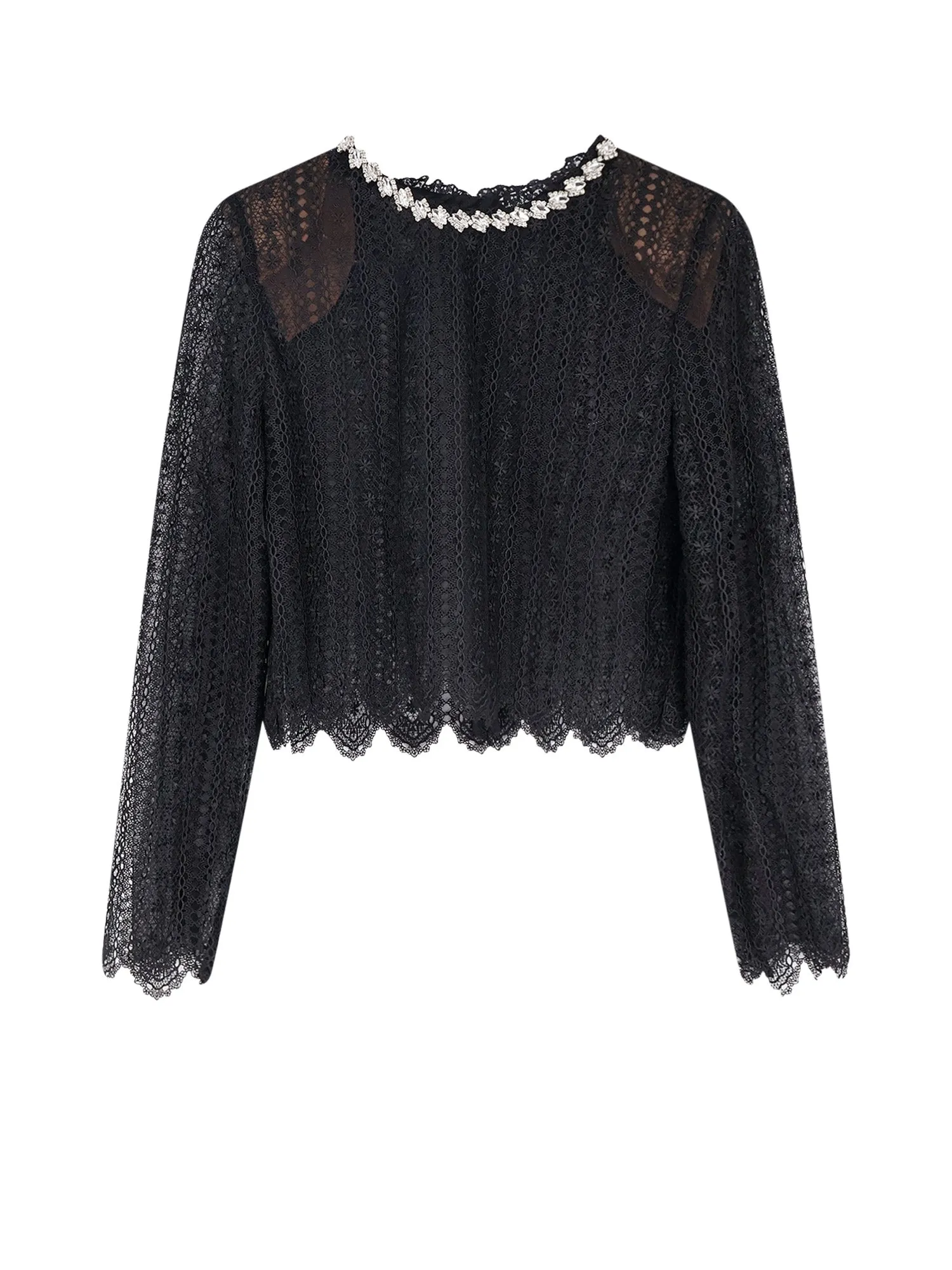 Lace Top With Rhinestones sold by Wanan Luxury